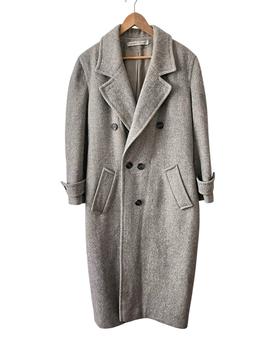 Vintage Larry Levine Grey Wool Herringbone Coat